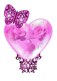 Gif animé coeur rose papillon